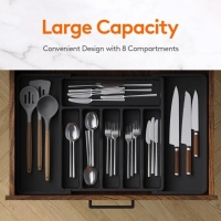 Organizator sertar pentru tacamuri, extensibil, 38 x 33/57 cm, negru, Vivo WK005